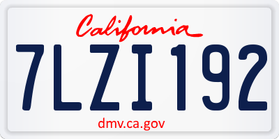 CA license plate 7LZI192