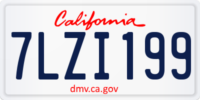 CA license plate 7LZI199