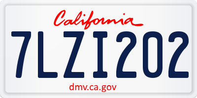 CA license plate 7LZI202