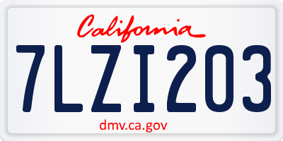 CA license plate 7LZI203