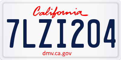 CA license plate 7LZI204