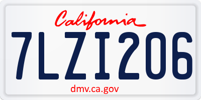 CA license plate 7LZI206