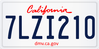 CA license plate 7LZI210