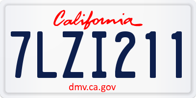 CA license plate 7LZI211
