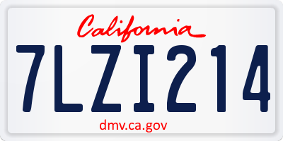 CA license plate 7LZI214