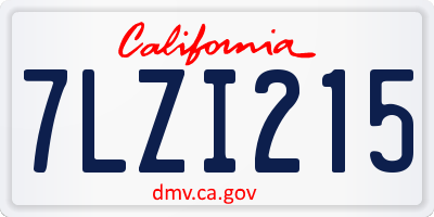 CA license plate 7LZI215