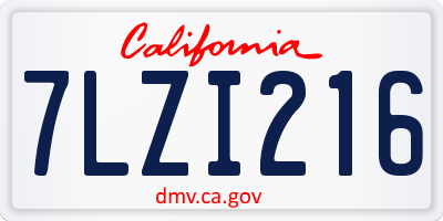CA license plate 7LZI216