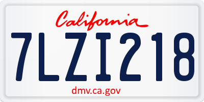 CA license plate 7LZI218
