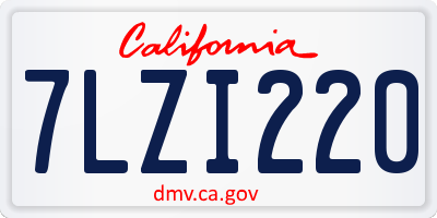 CA license plate 7LZI220