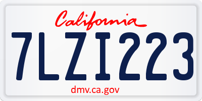 CA license plate 7LZI223