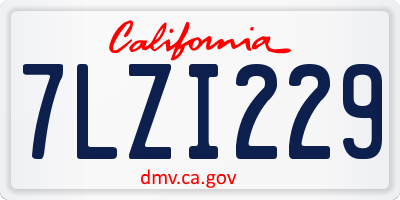 CA license plate 7LZI229