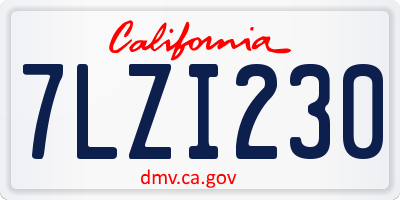 CA license plate 7LZI230