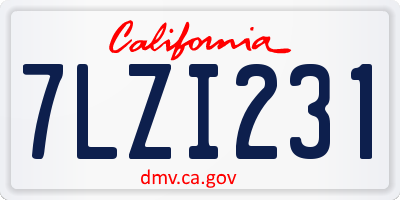 CA license plate 7LZI231