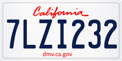 CA license plate 7LZI232