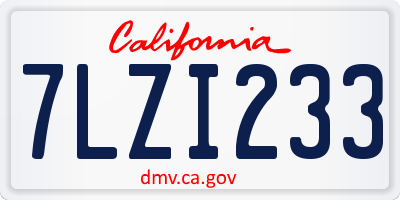 CA license plate 7LZI233