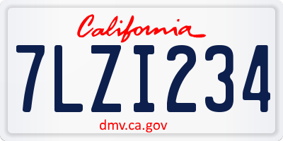 CA license plate 7LZI234