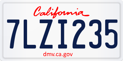 CA license plate 7LZI235