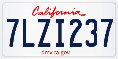 CA license plate 7LZI237