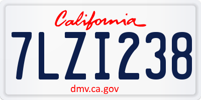 CA license plate 7LZI238