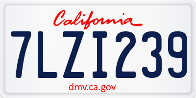 CA license plate 7LZI239