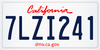 CA license plate 7LZI241