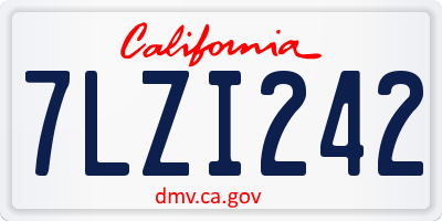 CA license plate 7LZI242