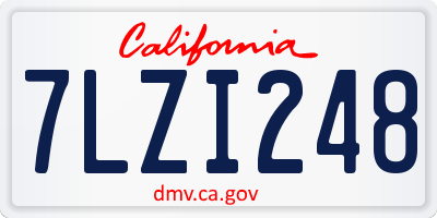 CA license plate 7LZI248