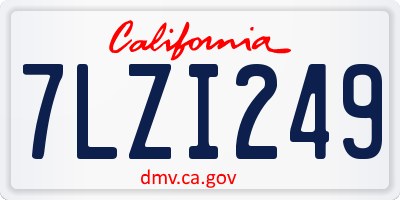 CA license plate 7LZI249