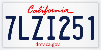 CA license plate 7LZI251
