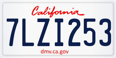 CA license plate 7LZI253