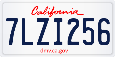 CA license plate 7LZI256