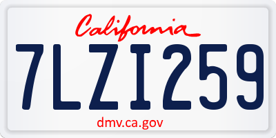 CA license plate 7LZI259