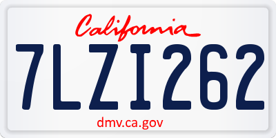 CA license plate 7LZI262
