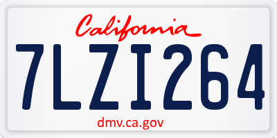 CA license plate 7LZI264