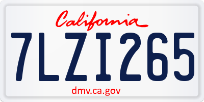 CA license plate 7LZI265