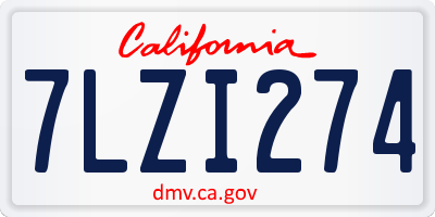 CA license plate 7LZI274