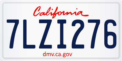 CA license plate 7LZI276