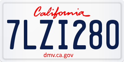 CA license plate 7LZI280
