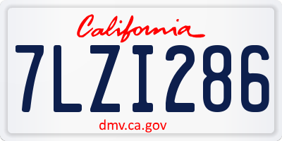 CA license plate 7LZI286