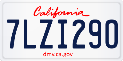 CA license plate 7LZI290