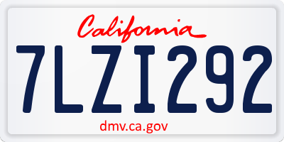 CA license plate 7LZI292