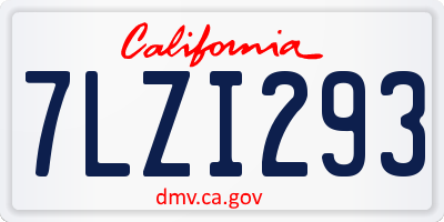CA license plate 7LZI293