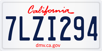 CA license plate 7LZI294