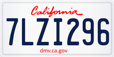 CA license plate 7LZI296