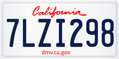 CA license plate 7LZI298