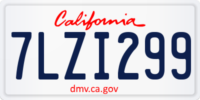 CA license plate 7LZI299