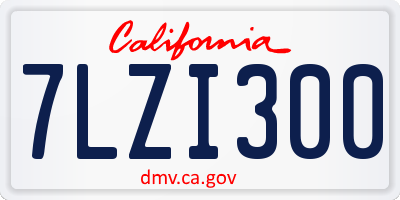 CA license plate 7LZI300