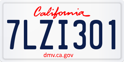 CA license plate 7LZI301