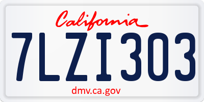 CA license plate 7LZI303