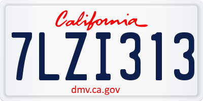 CA license plate 7LZI313